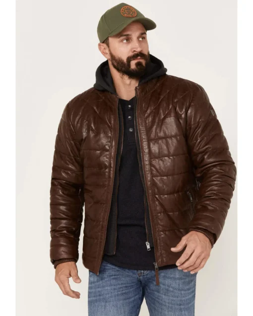 Men’s Leather Puffer Jacket