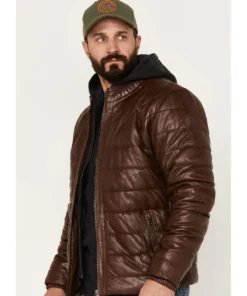 Men’s Leather Puffer Jacket