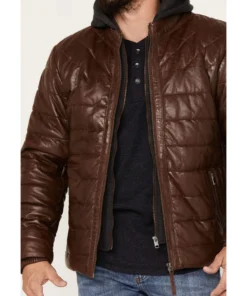 Men’s Leather Puffer Jacket