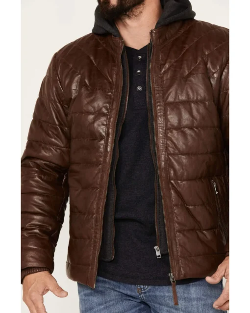 Men’s Leather Puffer Jacket