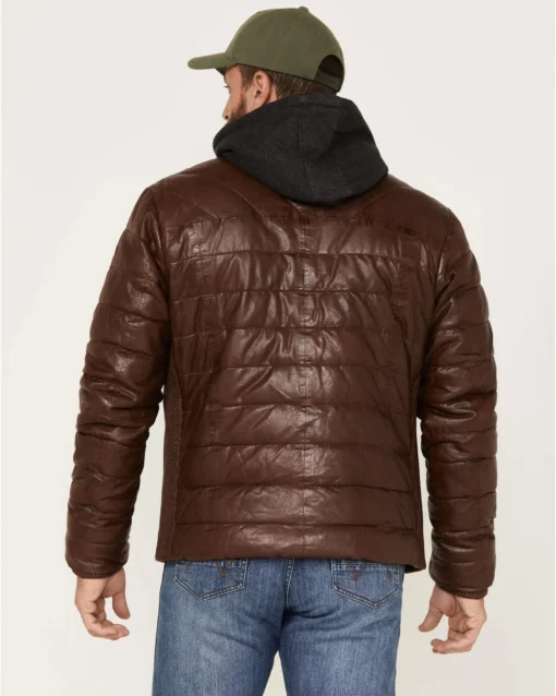 Men’s Leather Puffer Jacket