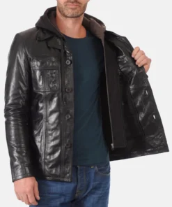 Men’s Kansas Black Genuine Buffalo Leather Jacket