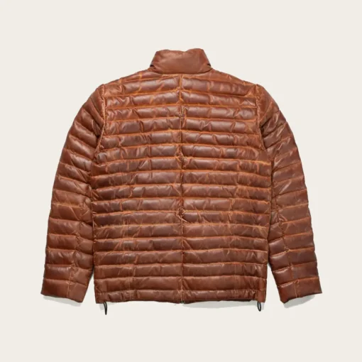 Bridger Mens Brown Leather Puffer Jacket