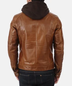 Men’s Eriko Hooded Cognac Buffalo Leather Jacket