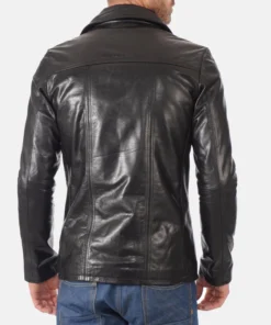 Men’s Kansas Black Genuine Buffalo Leather Jacket