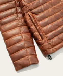 Bridger Mens Brown Leather Puffer Jacket