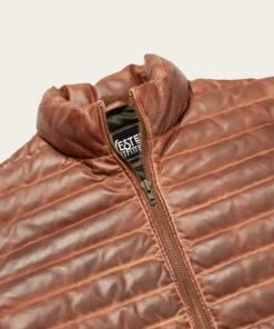 Bridger Mens Brown Leather Puffer Jacket