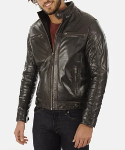 Men’s Eriko Brown Hooded Genuine Buffalo Leather Jacket