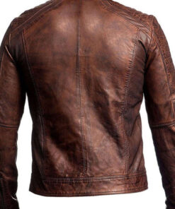 Men's Cafe Racer Retro Motorcycle Vintage Biker Distressed Leather Jacket