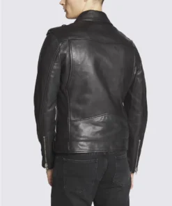 Trent Black Asymmetrical Belted Moto Leather Jacket