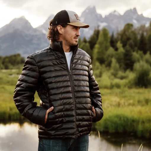 Bridger Mens Leather Down Jacket