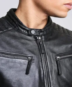 Chester Quilted Black Leather Jacket