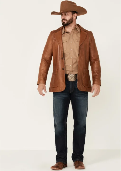 Lavendard Brown Western Leather Blazer