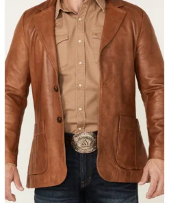 Lavendard Brown Western Leather Blazer