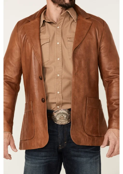 Lavendard Brown Western Leather Blazer