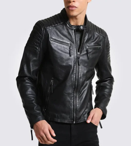 Chester Quilted Black Leather Jacket