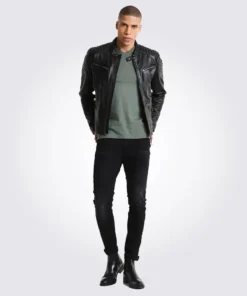 Chester Quilted Black Leather Jacket