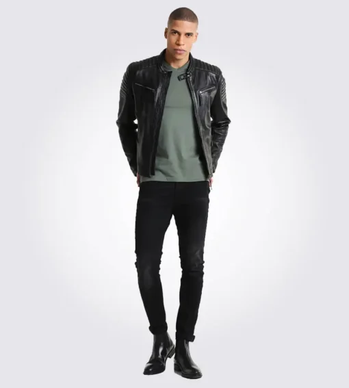 Chester Quilted Black Leather Jacket