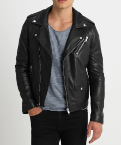 Men’s Ethan Black Biker Leather Jacket