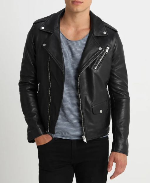 Men’s Ethan Black Biker Leather Jacket