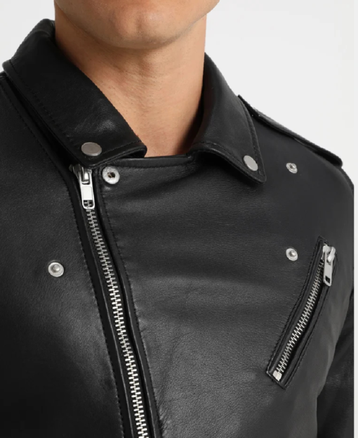 Men’s Ethan Black Biker Leather Jacket