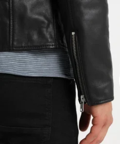 Men’s Ethan Black Biker Leather Jacket