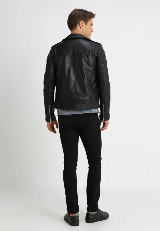 Men’s Ethan Black Biker Leather Jacket