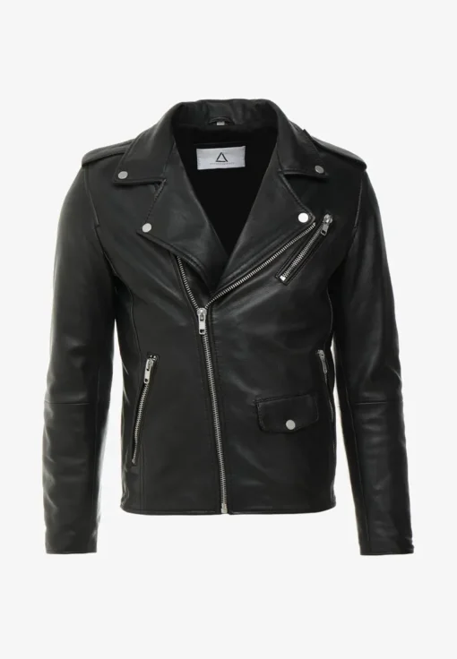 Men’s Ethan Black Biker Leather Jacket