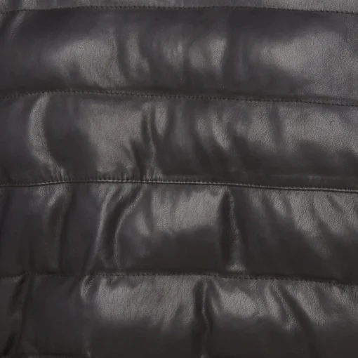 Men’s Black Leather Puffer Jacket