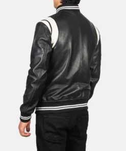 Men’s Black Leather Varsity Jacket