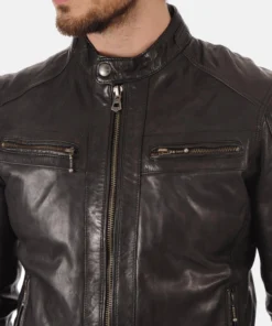 Men’s Athens Black Hooded Genuine Leather Jacket