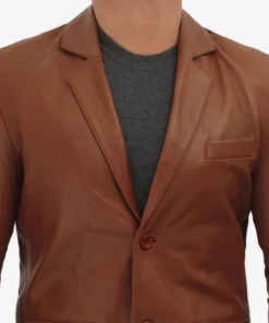 Men’s Casual Brown Leather Blazer