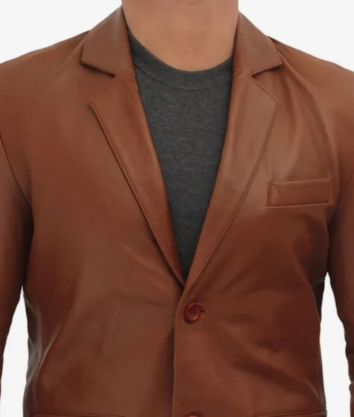 Men’s Casual Brown Leather Blazer