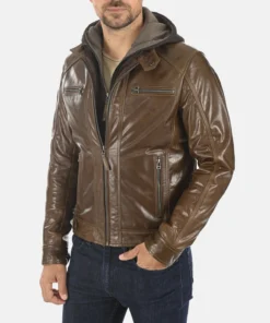 Men’s Erico Molton Mocca Hoodie Genuine Buffalo Jacket