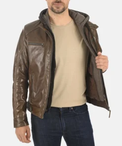 Men’s Erico Molton Mocca Hoodie Genuine Buffalo Jacket