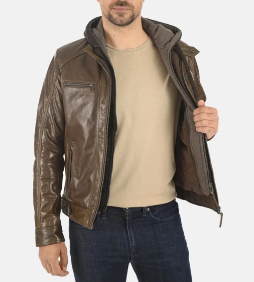 Men’s Erico Molton Mocca Hoodie Genuine Buffalo Jacket