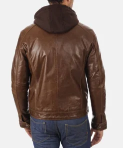 Men’s Eriko Stockley Hood Mocca Genuine Buffalo Leather Jacket