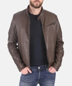 Men’s Iora Mocca Removable Hooded Genuine Leather Jacket