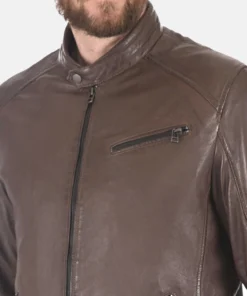 Men’s Iora Mocca Removable Hooded Genuine Leather Jacket