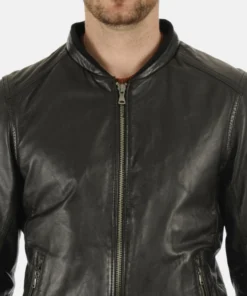 Men’s Jimmy Black Hooded Genuine Lambskin Leather Jacket