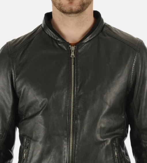 Men’s Jimmy Black Hooded Genuine Lambskin Leather Jacket