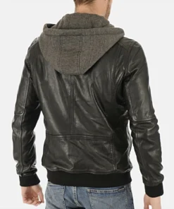 Men’s Jimmy Black Hooded Genuine Lambskin Leather Jacket