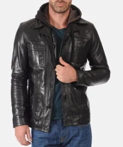 Men’s Kansas Black Genuine Buffalo Leather Jacket