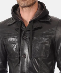 Men’s Kansas Black Genuine Buffalo Leather Jacket