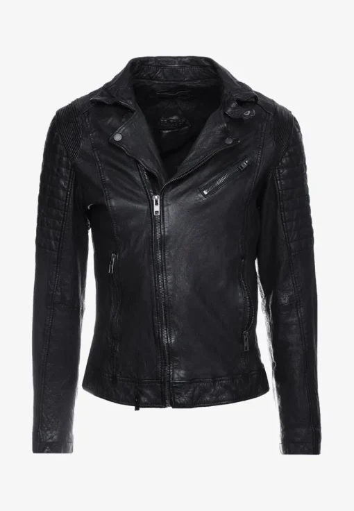 The Rugged Mens Black Quilted Biker Leather Jacket