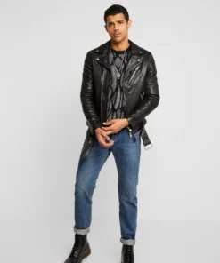 Shumack Black Biker Leather Jacket