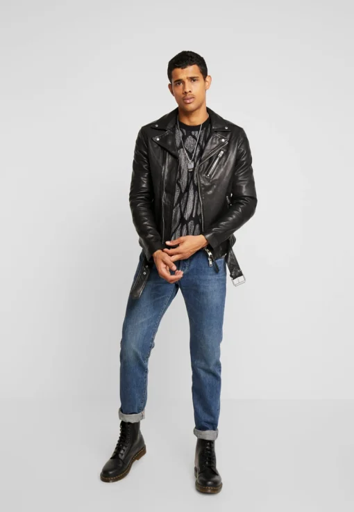 Shumack Black Biker Leather Jacket