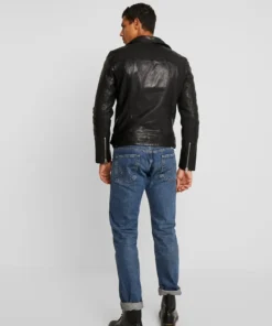 Shumack Black Biker Leather Jacket