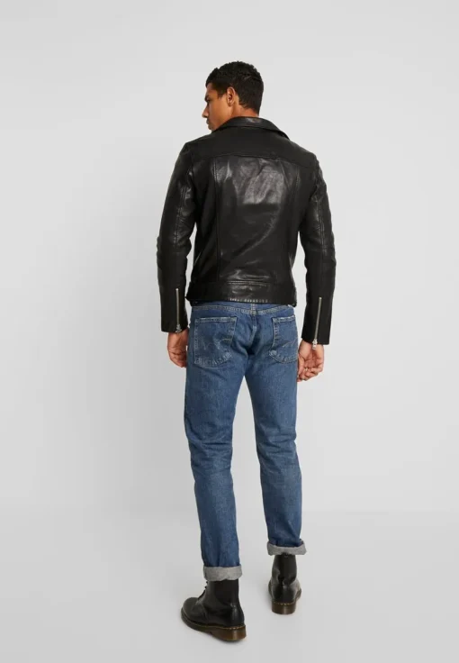 Shumack Black Biker Leather Jacket