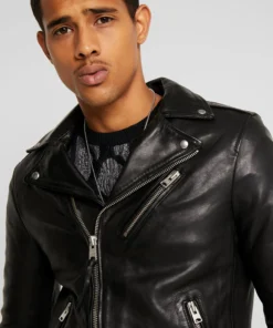 Shumack Black Biker Leather Jacket